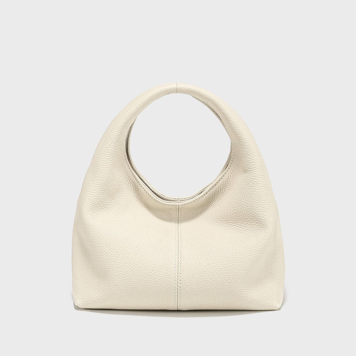 Premium Calfskin Leather Slouchy Hobo Bag - Ivory
