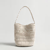 Multi-Pattern Macrame Bucket Bag - Ivory