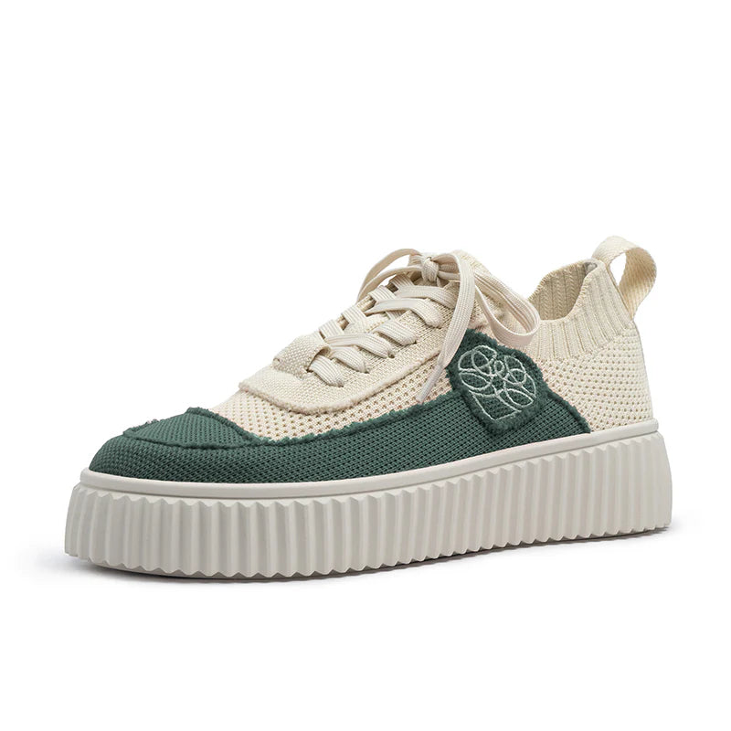 Chunky Platform Knit Sneakers - Evergreen