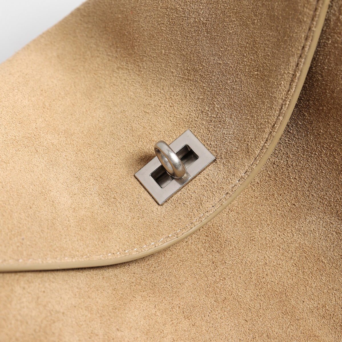 Suede Turn-Lock Hobo Bag – Adjustable Leather Strap Crossbody Bag