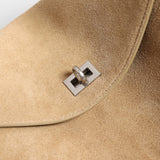 Suede Turn-Lock Hobo Bag – Adjustable Leather Strap Crossbody Bag