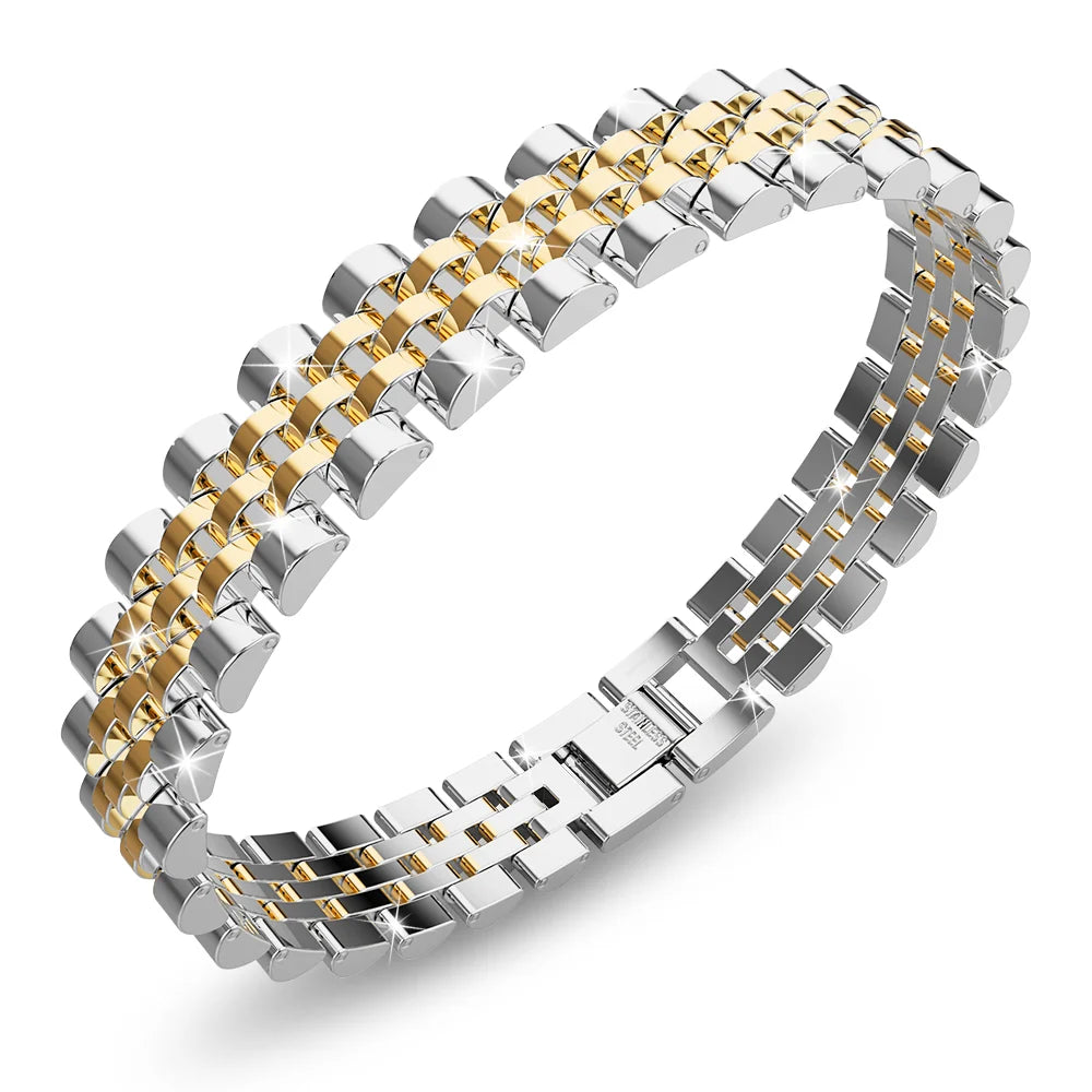 Boxed Oyster Bangle and Ring Set in Duo Tone