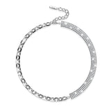 Bullion Gold Cuban Link Chain Zircon Choker in White Gold