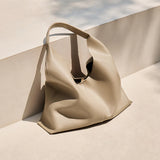 Nalandu Soft Slouch Genuine Leather Oversized Tote Bag - Taupe