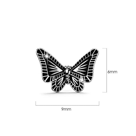 Solid 925 Sterling Silver Antique Butterfly Stud Earrings