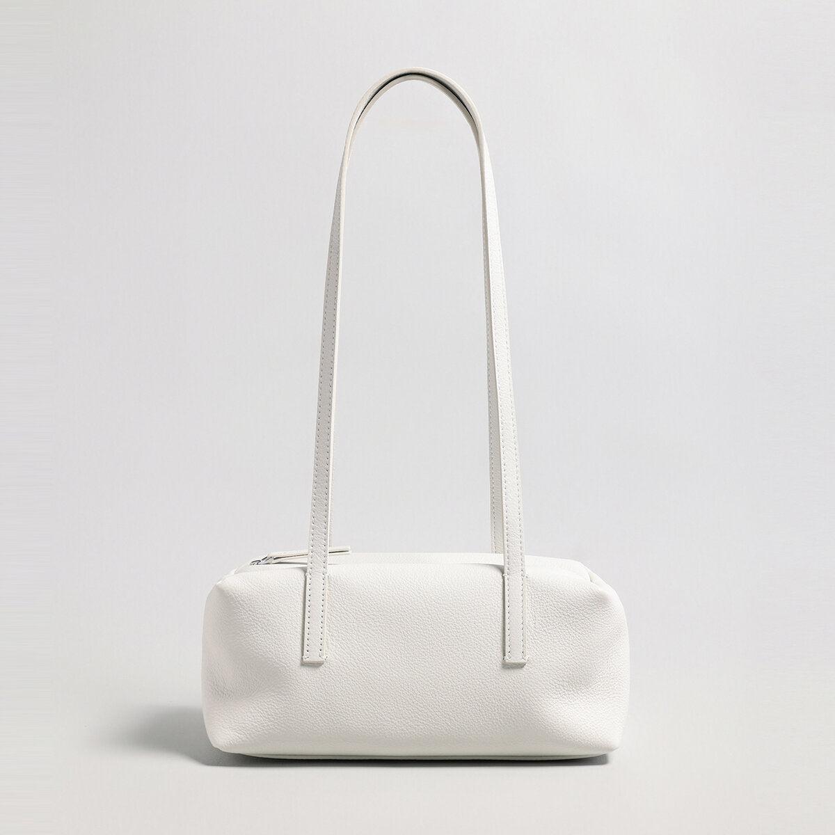 Soft Pebbled Leather Rectangular Shoulder Bag - White