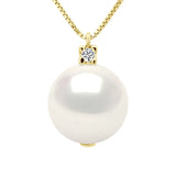 Necklace Prestige Freshwater Pearl & Diamond White Yellow Gold