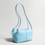 Pebbled Leather Pillow Shoulder Bag - Blue