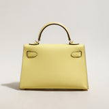 Trendy Petite Top Handle Bag 22cm Structured Mini Leather Satchel - Yellow
