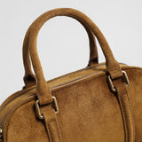 Vintage Suede Mini Boston Bag – Leather Top Handle & Crossbody Bag