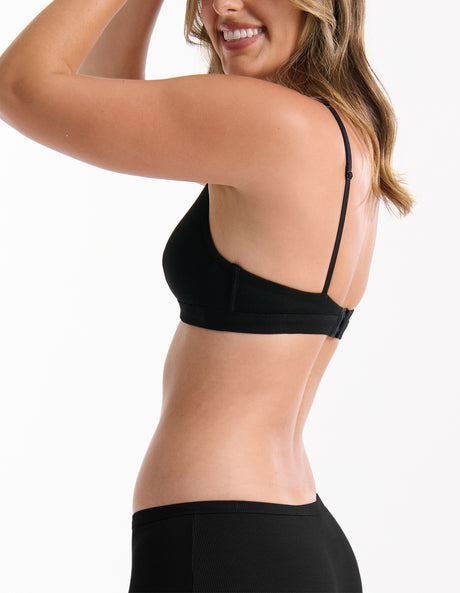 Ambra Refined Rib Plunge Bra - Black