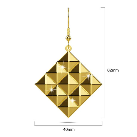 Bullion Gold Fascination Geometric Style Diamond Shape Metallic Earrings Gold