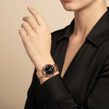 Bullion Gold Bullion Gold Romish Watch Embellished with Glittering Crystals - Rose Gold and Black