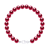 Bracelet of Real Cultured Freshwater Pearls Round 6-7 mm - Cherry - Longueur 18 cm