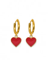 Liv Oliver 18K Gold Red Amore Love Drop Earrings