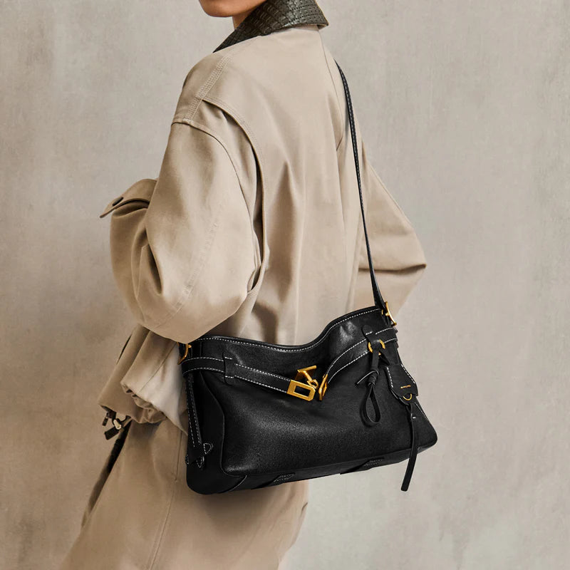 Nalandu Luxe Fortune Chime Slouch Shoulder Bag - Black