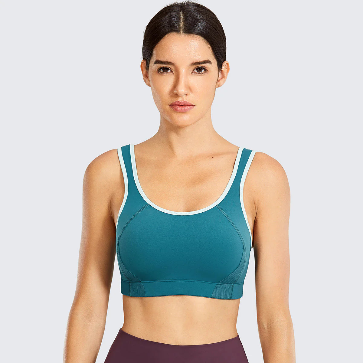 Quick Dry High Impact Padded Wireless Sports Bra - Cyan