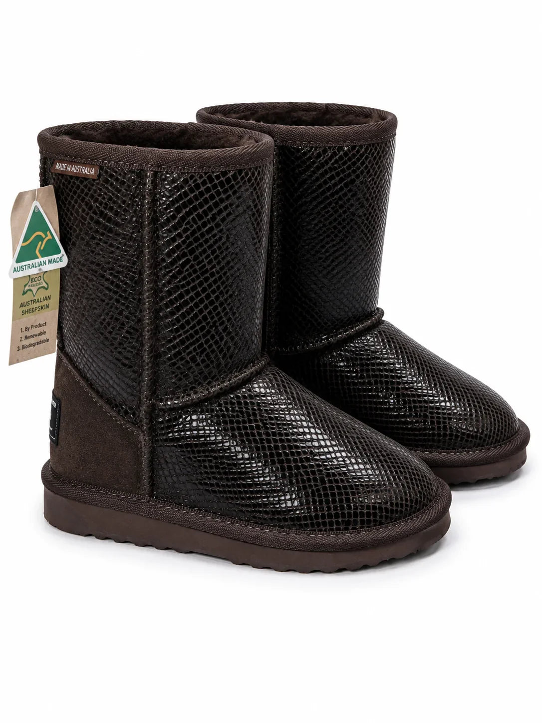 Australian Leather Ugg Classic Short Snake Skin - Chocolate - AU4