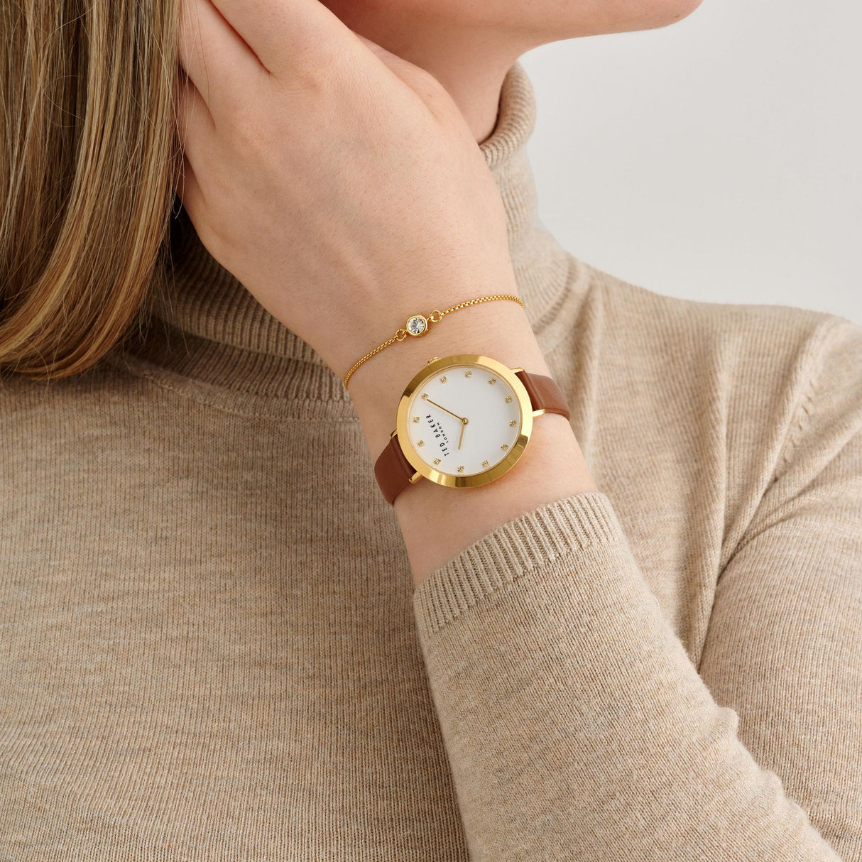 Ted Baker Womens Ammy Gold Tan Leather + Bracelet Set