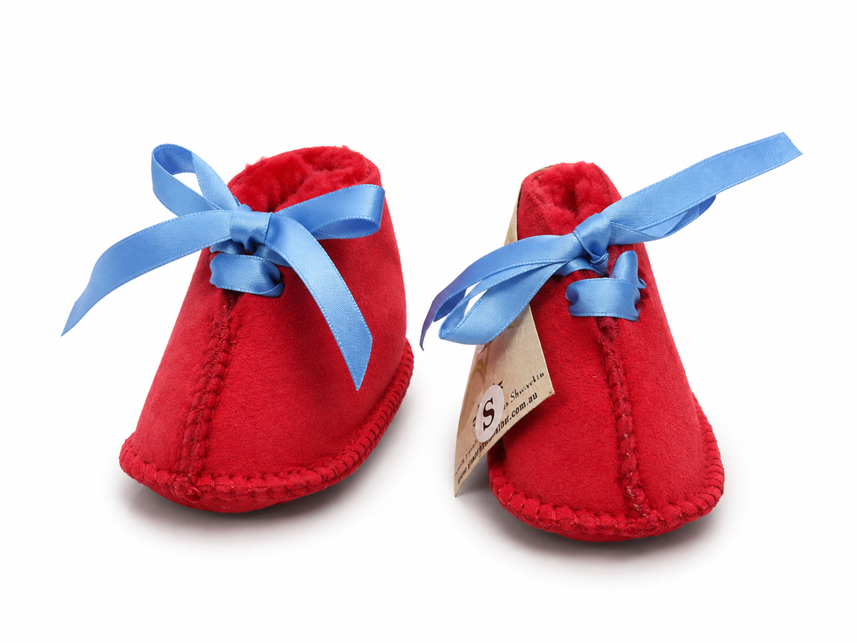 Australian Leather Ugg Infant Ribbon - Tomato Blue - Small