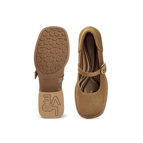 Lafayette Square Toe Mary Jane Pumps - Tan