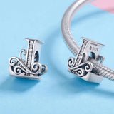 Solid 925 Sterling Silver Vintage Inspired Antique Alphabet Charm