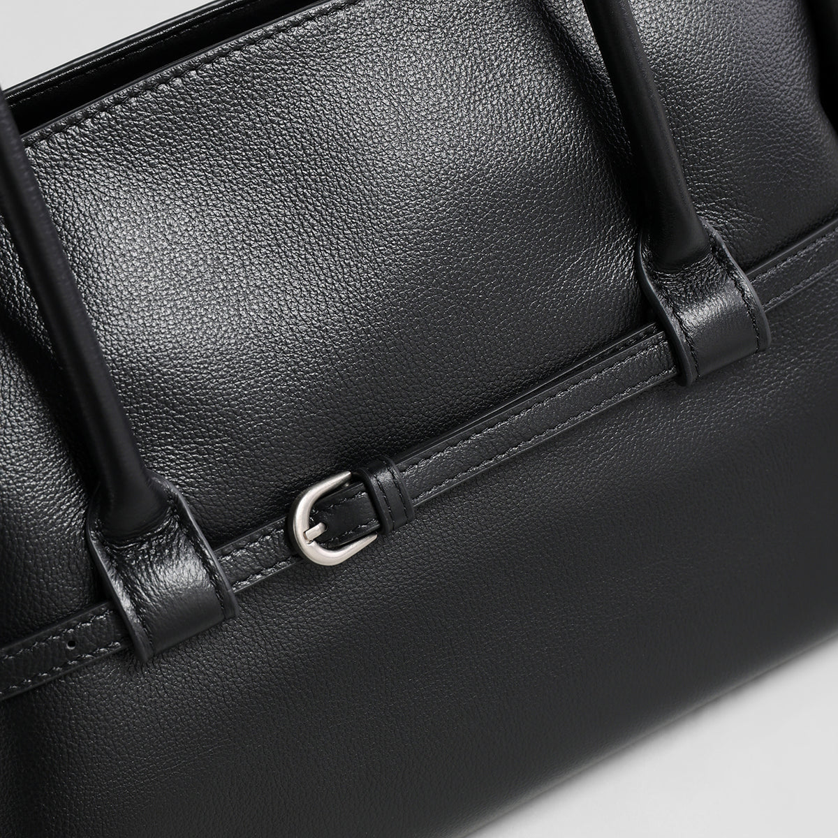 Slouchy Belted Leather Tote Bag – Pebbled Cowhide Shoulder Bag