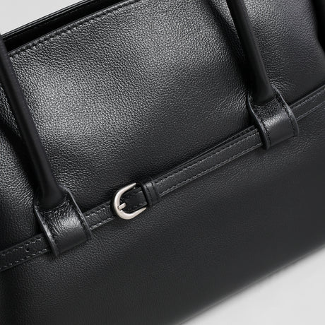 Slouchy Belted Leather Tote Bag – Pebbled Cowhide Shoulder Bag