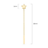 Solid 925 Sterling Gold Star Threader Earrings