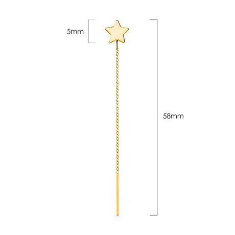 Solid 925 Sterling Gold Star Threader Earrings