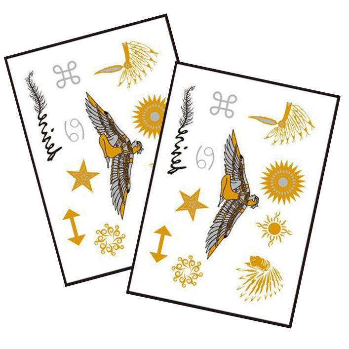 Metallic Temporary Tattoo Gold Silver Glitter Party Body Sticker Waterproof 2 Sheets 072