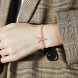 Bullion Gold Starfish Slider Bracelet with Simulated Diamond in Rose Gold Layered Steel Jewellery