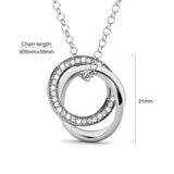 Krystal Couture White Gold Triple Interlocking Ring White Pendant Necklace Embellished with Swarovski Crystals