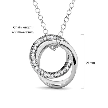 Krystal Couture White Gold Triple Interlocking Ring White Pendant Necklace Embellished with Swarovski Crystals