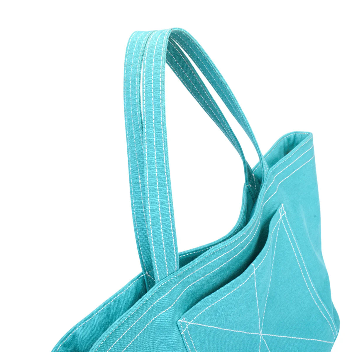 BAMEI Heavy-Duty Canvas Tote Bag with Reinforced Front Pocket & Zip Closure - Blue