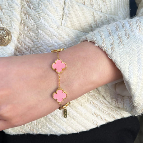 Bullion Gold Pink Clover Bracelet