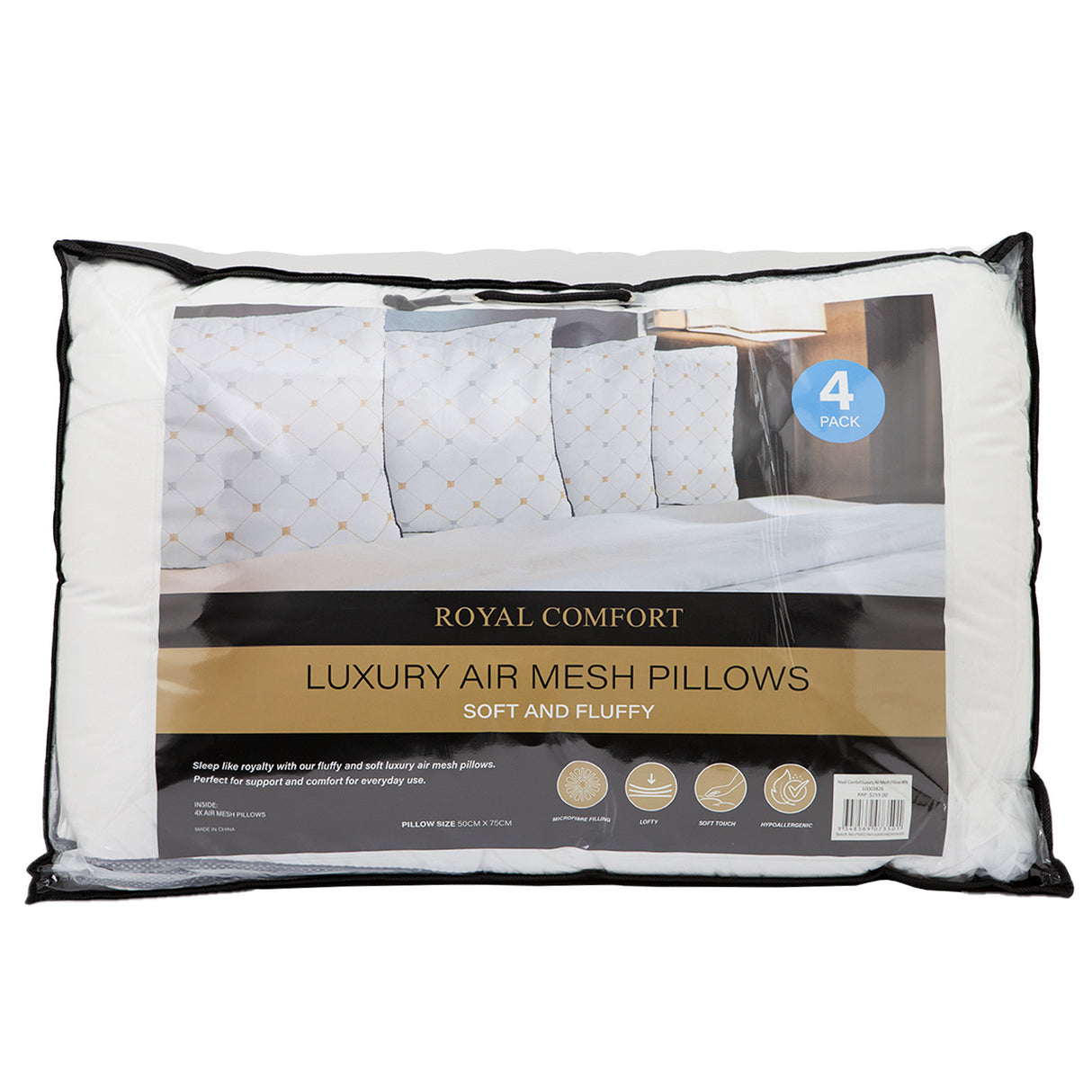 Royal Comfort Luxury Chiro Comfort Air Mesh Pillow - 4 Pack