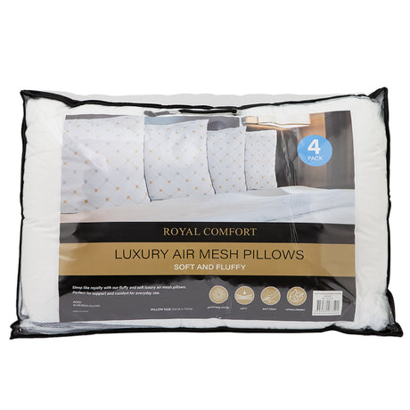 Royal Comfort Luxury Chiro Comfort Air Mesh Pillow - 4 Pack