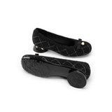 Classic Bow Tweed Quilted Pumps - Black