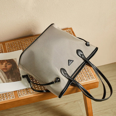 Nalandu Raleigh Large Capacity Canvas Commuter Tote Bag - Grey