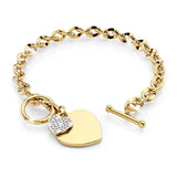 Bullion Gold Diamond cut Belcher Chain T-lock Toggle Bracelet in Gold Layered Steel Jewellery