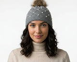 Cherry Red Pearl Beanie - Grey