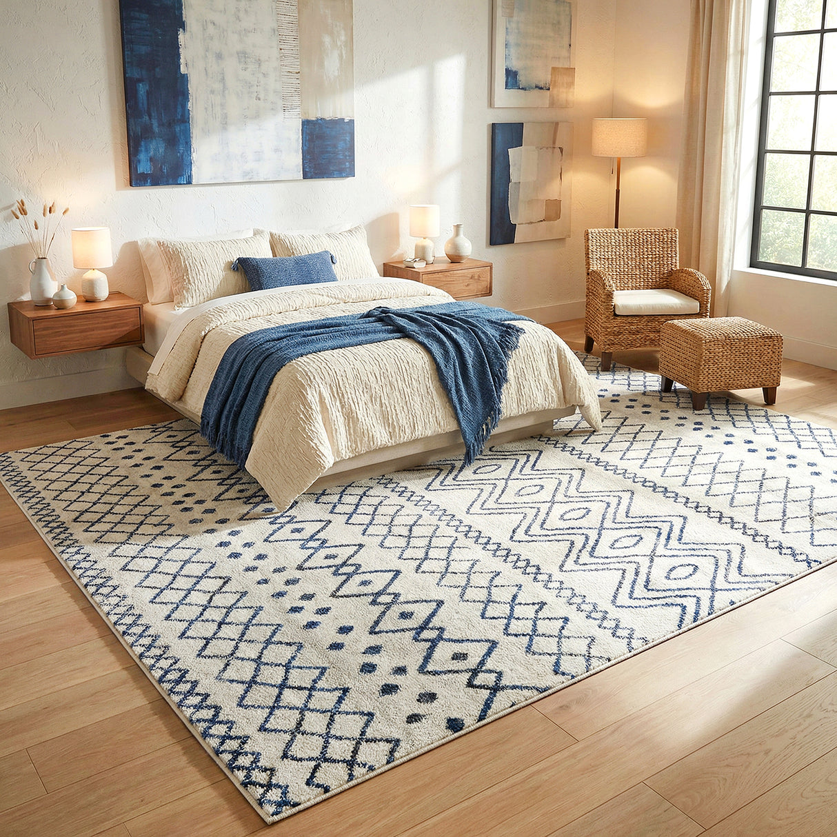 Oasis 453 White Blue Rug
