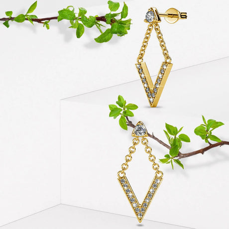 Boxed Luxury V Shaped Gold Set Embellished with SWAROVSKI® Crystals