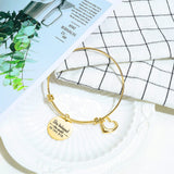Bullion Gold She Believed She Could Heart Charm Gold Layered Tubular Adjustable Inspirational Bangle