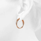 Bullion Gold Subtle Hoop Rose Gold Layered Earrings