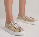 Bosccolo Womens Sneakers - Beige/Gold