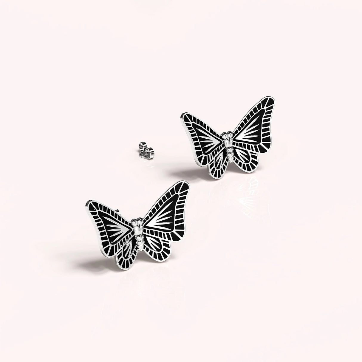 Solid 925 Sterling Silver Antique Butterfly Stud Earrings