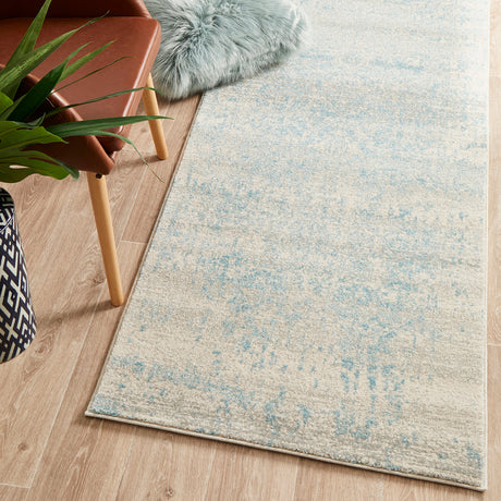 Evoke 253 White Blue Runner Rug