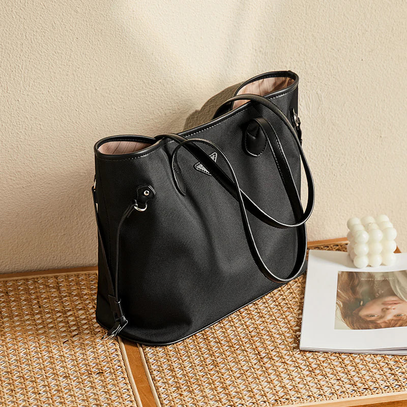 Nalandu Raleigh Large Capacity Canvas Commuter Tote Bag - Black